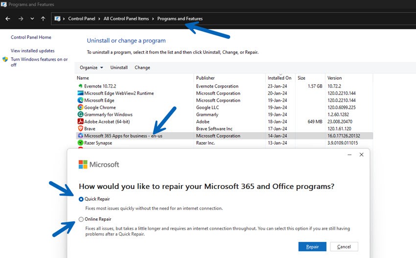 Outlook-repair-option-in-Windows-11  